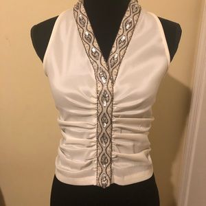 Tadashi cream colored sequined beaded dress top